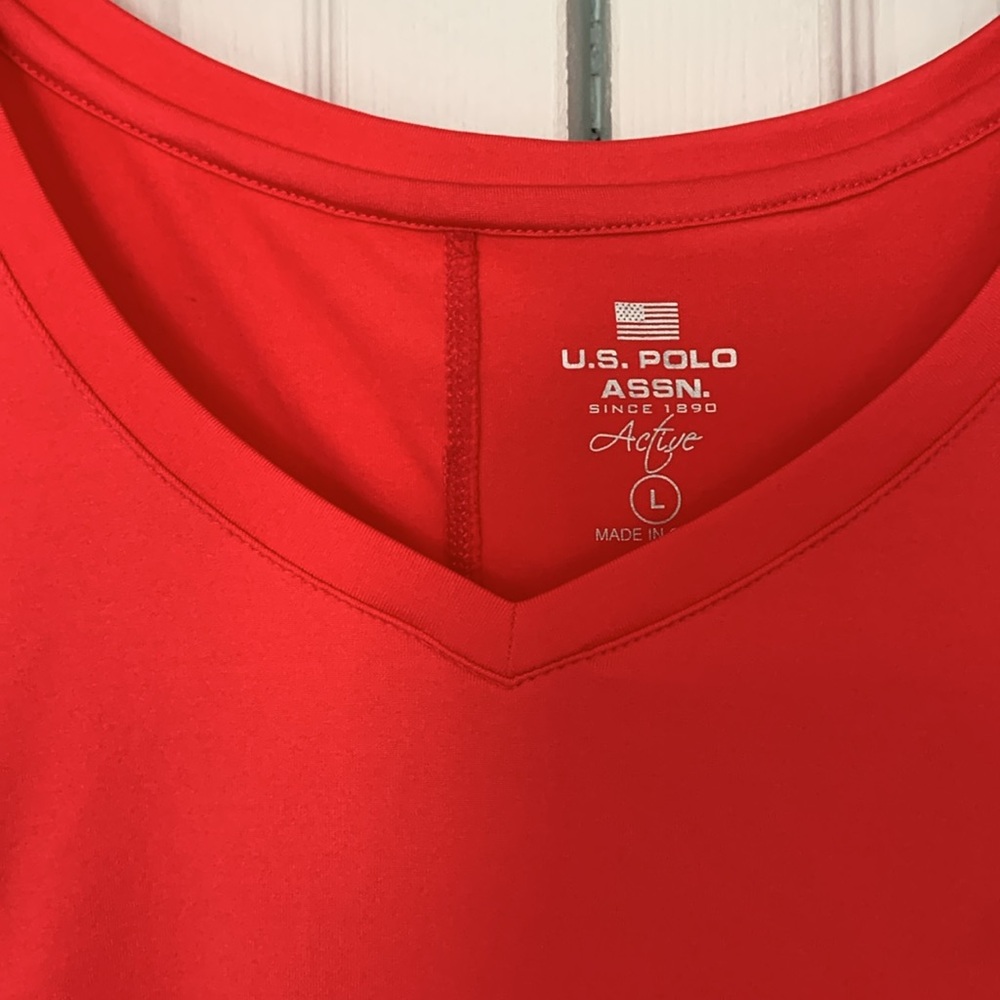 U.S. Polo Assn. Hot pink Short Sleeve V-Neck Top - Picture 2 of 4